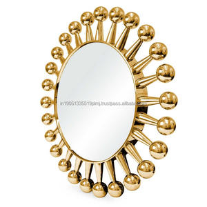 Espejo de tocador para colgar en la pared para sala de estar, espejo decorativo para paredes, espejo decorativo colgante de pared chapado en oro único - Product Image 6