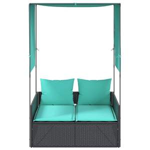 Tumbona Doble de Ratán Sintético Negro para Patio, con Estructura de Acero con Recubrimiento en Polvo - Product Image 3