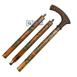Bâton de marche d'extérieur unisexe en aluminium et bois, design ergonomique nautique, bois massif naturel, luxe vintage européen, 600g - Product Image 4