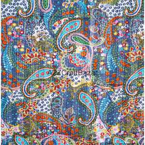 Colcha Reversible India 100% Algodón, Acolchada, Hecha a Mano, Estilo Vintage Kantha, Manta, Cobija, Ecológica, Orgánica, para Todas las Estaciones - Product Image 6