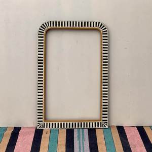 Best Quality <b>wall</b> <b>mirror</b> Modern <b>Rectangular</b> Bone Inlay <b>Mirror</b> With Black White Striped Frame Handmade MDF <b>Wall</b> <b>Mirror</b> For Home - Product Image 4