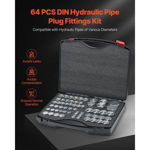 Kit di 64 Pezzi di Raccordi Idraulici DIN per Uso Industriale, Tappi e Accessori per Tubi, Set di 64 Utensili Idraulici - Product Image 2