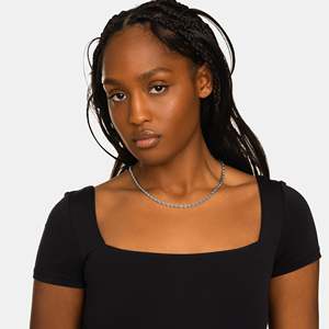 <b>Rope</b> <b>Chain</b> Necklace 925 Sterling Silver Rhodium Plated Hiphop Women's Everyday Wear GRA Certified - Product Image 3