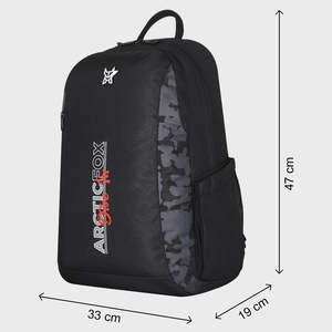 Arctic Fox Essence Black PU <b>Laptop</b> <b>Backpack</b> with USB Port Large Capacity Geometric Pattern - Product Image 6