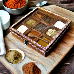 Boîte à épices ronde en bois écologique personnalisable pour la cuisine à domicile, support à herbes et épices de haute qualité en provenance d'Inde - Product Image 2