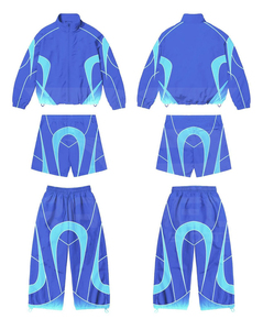 Conjunto Deportivo Sublimado 100% Nailon de Secado Rápido, Chaqueta con Cremallera y Pantalón Corto, Corte Holgado, Estilo Deportivo de Verano para Adultos - Product Image 4