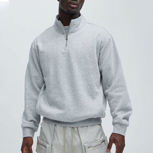 Sudadera con Cierre de Cremallera de Algodón Grueso Transpirable de Alta Calidad, Personalizable con Logotipo, Color Gris Claro, Sudadera Oversize con Cierre de Cremallera de un Cuarto - Product Image 1