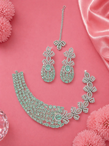 New European American Opening Collar Style Flower Design <b>Copper</b> Zircon 18K Gold Plated Strand Necklace Luxury Ball Dress Party - Product Image 4