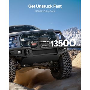 Verricello Elettrico per Camion 12V DC con Capacità di Carico di 6123 kg, Cavo Sintetico da 3/8 X 85 ft, Controllo Remoto Wireless e Cablato - Product Image 2