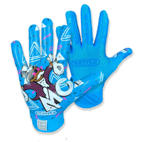 Guantes de Receptor de Fútbol Americano 7v7, Neopreno, Gel de Silicona, Cierre de Gancho y Bucle en los Dedos, Agarre Antideslizante Duradero, Bandera Personalizada