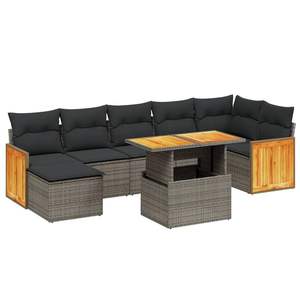 Conjunto de Sofá de Jardín de Ratán PE Gris con Patas Ajustables Grandes - Product Image 2
