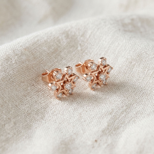 Rose Gold Tone Lab Diamond Luxury Gold Plated Stud <b>Earrings</b> Star <b>of</b> David Floral Ear Jewelry for Wedding Party Gift - Product Image 3