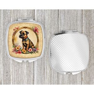 Border Terrier flores compacto viaje maquillaje espejo plegable de mano bolsillo espejo decorativo para mujeres y niñas regalo - Product Image 4