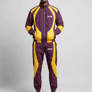 Ensemble de survêtement léger 2 pièces tendance en nylon 100 % avec veste à col montant zippée et pantalon de jogging, logo personnalisé imprimé – Meilleures ventes - Product Image 1