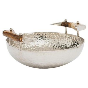 Bol de service alimentaire très demandé, avec bords plaqués or et intérieur blanc laqué, de qualité supérieure, en métal, très vendu. - Product Image 5