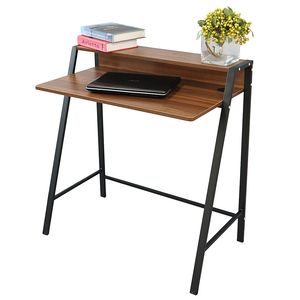 Bureau d'ordinateur à 2 niveaux pour la maison, avec structure en bois robuste, table d'écriture compacte pour petits espaces - XH - Product Image 1