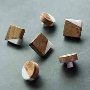 Modern Luxury <b>White</b> Wooden Cupboard Handle Top Selling Resin Wood & Metal <b>Door</b> <b>Knob</b> Round & Rectangle Dresser <b>Knob</b> for Furniture - Product Image 4