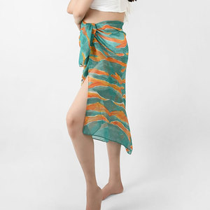 Women Tropical Printed Beach Sarong Wholesale Rayon Pareo Wrap <b>Skirt</b> Bikini Cover Up Lightweight Summer Holiday Beachwear - Product Image 4