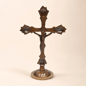 SHUBHAM SB-005-CRSS Croix de Jésus-Christ en laiton antique poli et plaqué or, figurine sculptée, impression par gravure, 11 pouces, à suspendre au mur - Product Image 3