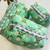 Trousse de Toilette Bohème Colorée en Coton Matelassé avec Fermeture Éclair pour Cosmétiques, Maquillage et Soins de la Peau