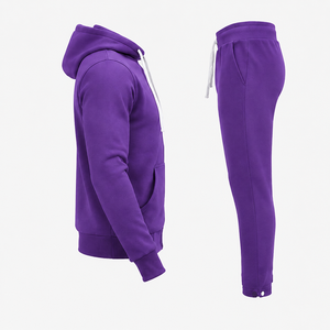 <b>Purple</b> Full Zip Hoodie Jogger Tracksuit Set Fleece Two Piece Sweat <b>Suit</b> Matching Pants Casual Athletic Streetwear Custom Apparel - Product Image 6
