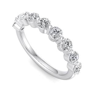 Anillo de lujo de oro rosa con diamantes redondos de talla brillante, siete piedras en banda de burbujas, apilable, semi-eternidad, joyería de moda para mujer. - Product Image 2