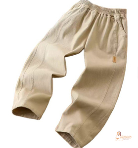 Pantalon droit en coton 100% pour enfants, nouvelle collection printemps, pour garçons et filles, coupe large, longueur 7/8, taille haute, fermeture éclair, séchage rapide - Product Image 2