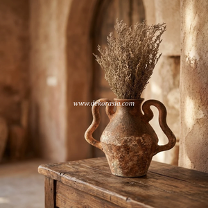 <strong>Crespo</strong> Orange Rustic Terracotta Vase Double Squiggle Handle Amphora Ceramic Planter Tabletop Flower Pot Wholesale Exporter - Product Image 2
