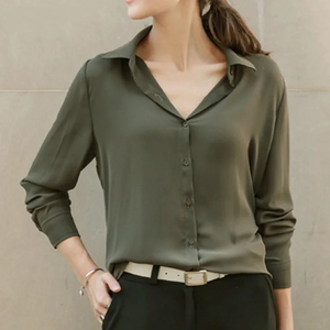 Camisa de mujer, blusa de estilo largo, ropa informal de manga larga con solapa y botones, la mejor calidad y diseño. - Product Image 3