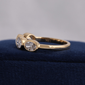 Four Stone Half-Eternity <b>Ring</b> Oval Shape E-F, VVS Lab Grown Diamond Eternity <b>Ring</b> 10K Solid Gold Wedding & Engagement <b>Ring</b> Band - Product Image 6