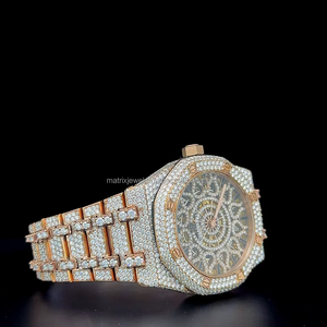Classic rose gold Diamond tester Certified Moissanite rose Gold <b>automatic</b> Skele-ton watch VVS moissanite Diamond Watch - Product Image 3