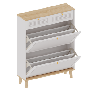 Scarpiera a 2 ante autoportante con 2 cassetti, organizer e porta scarpe stretto per ingresso, design con ante a ribalta - Product Image 2