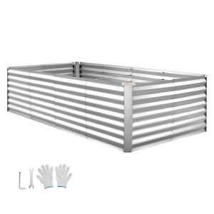 Fioriera Rettangolare Rialzata in Metallo Zincato 8x4x2 piedi per Esterni, Kit Contenitore per Piante Senza Fondo con Base Rinforzata - Product Image 1