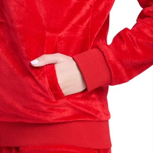 Ensemble de survêtement en polaire rouge pour femmes, deux pièces, manches longues, fermeture éclair, coupe ample décontractée, vêtements d'hiver avec poches latérales - Product Image 5