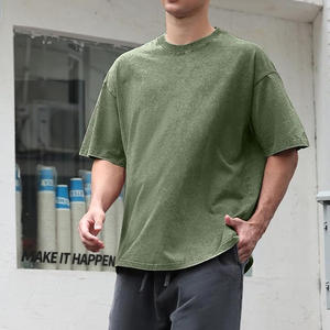 T-shirt Homme Oversize Uni à Manches Courtes Col Rond en Coton Respirant Style Décontracté Tricoté Teint Uni - Product Image 5