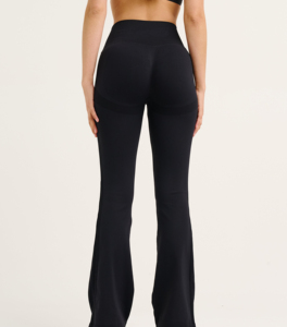 Leggings de yoga acampanados de cintura alta para mujer, sin costuras, de pierna ancha, de Spandex/Poliéster, antiestáticos, con efecto levanta glúteos y control de abdomen, para deporte y gimnasio. - Product Image 3