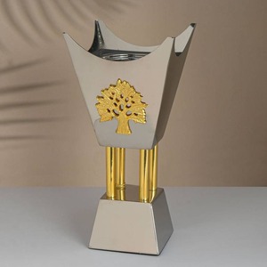 Metal Incense Burner with Gold Tree Design Silver Body and Golden Legs Aromatherapy Use All-Season - Product Image 1