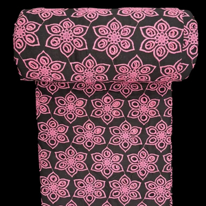 Tela Bordada de Algodón Negra y Rosa de Alta Calidad Premium |   Tela de Algodón con Diseño Floral Calado |   Tela Suave y Transpirable - Product Image 1