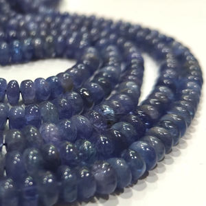 Perles de Tanzanite naturelle non traitée, rondes, lisses, de 6 à 7 mm, vendues par brin de 8 pouces de long. - Product Image 4