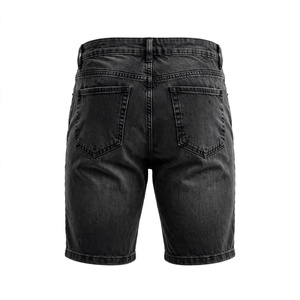 Shorts Bermuda Classiques Décontractés pour Hommes en Tissu Peigné Noir, Taille Mi-Haute Élastique, Motif Uni, avec Poches - Product Image 2