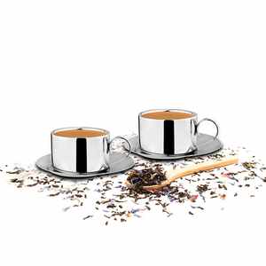 Ensemble de tasses et soucoupes en acier inoxydable à double paroi, collection première impression, 2 pièces - Product Image 4