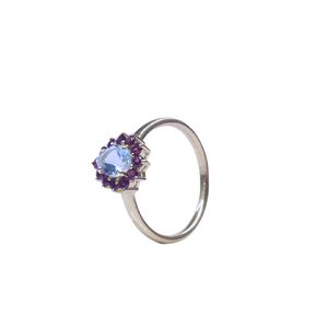 Wedding Wear 925 Sterling <b>Silver</b> Gold Plated Jewelry Blue Topaz <b>Garnet</b> Gemstone Women Wear Classic <b>Ring</b> - Product Image 1