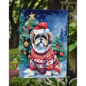 ธงตกแต่งสวนคริสต์มาสของ Shih Tzu ธงกล่องจดหมายหลากสีและงานศิลปะสำหรับสนามและสนามหญ้าสำหรับเตียงดอกไม้ - Product Image 3