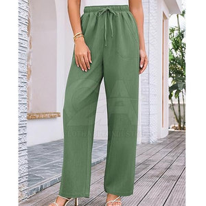 Women Mid Waist Wide Leg <b>Summer</b> <b>Trousers</b> <b>Lightweight</b> Breathable Casual Pants <b>Ladies</b> Loose Fit Linen Blend <b>Summer</b> Pants - Product Image 5