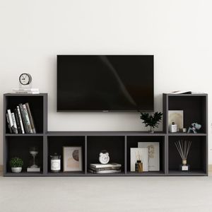 3 pezzi di legno grigio ingegnerizzato TV Set mobile per soggiorno - Product Image 1