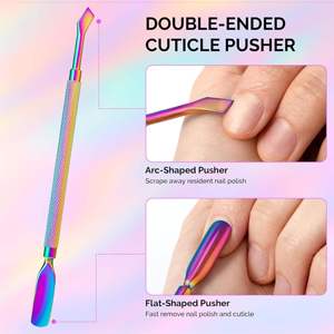 Kit de Manucure Pédicure Portable 4-en-1 de Luxe en Acier Inoxydable, Coupe-Cuticules, Repousse-Cuticules Double Embout, Durable pour Ongles et Ongles d'Adolescents - Product Image 5