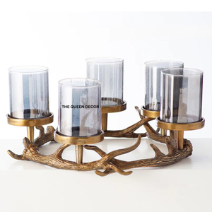 Elegant Golden Unique Candle Jar Hotel Decoration Royal Design Candle Stick Holder Metal and <b>Glass</b> Trendy Candle Holder - Product Image 2