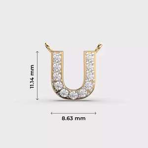 U Letter Moissanite Charm 18K Gold Filled Channel Set Round Brilliant Cut Unisex Everyday Wear Pendant - Product Image 1