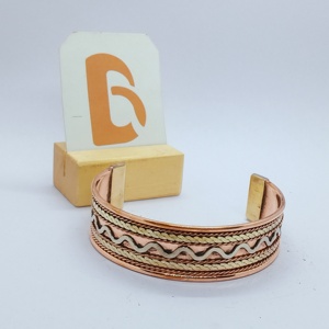 Vintage Ethnic <b>Copper</b> Alloy Cuff Bracelet with Multilayered Wavy Braided Pattern Unisex Jewelry for Party Occasions - Product Image 2