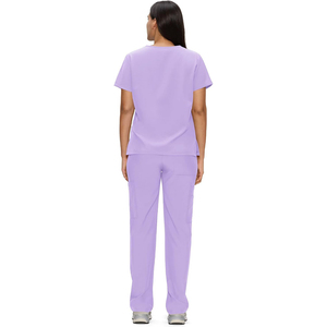 ชุดยูนิฟอร์มพยาบาล ODM แบบ unisex สีลาเวนเดอร์ คอวี ผ้าคอตตอนผสมโพลีเอสเตอร์ ทอแบบทอ ชุดสครับสำหรับโรงพยาบาล พร้อมกางเกง มีหลายสี - Product Image 2